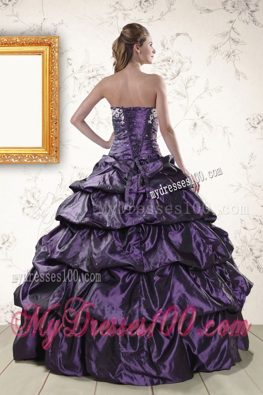 Modern Sweetheart Purple Sweet 15 Dresses with Appliques for 2016