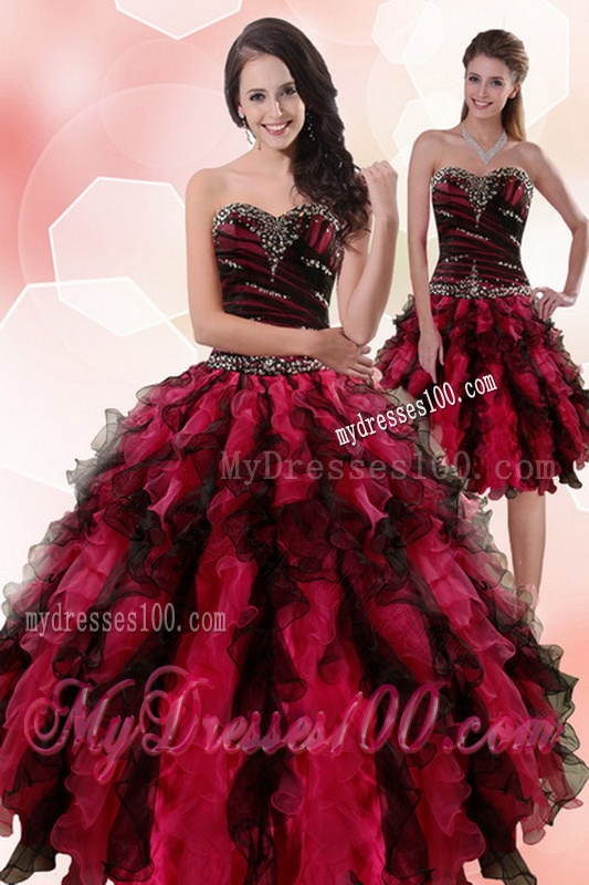 Multi Color Ball Gown Sweet 15 Dresses with Ruffles and Beading for 2016