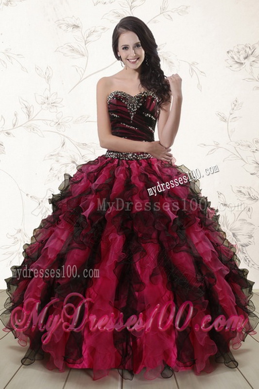Multi Color Ball Gown Sweet 15 Dresses with Ruffles and Beading for 2016