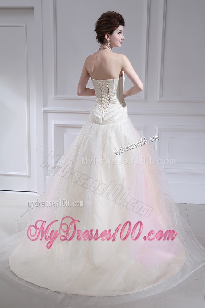 Multi-color Ball Gown Strapless Ruffles Court Train Quinceanera Dress