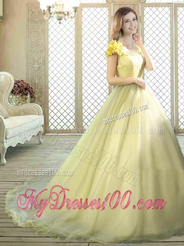New Arrivals Bateau Brush Train Quinceanera Dresses