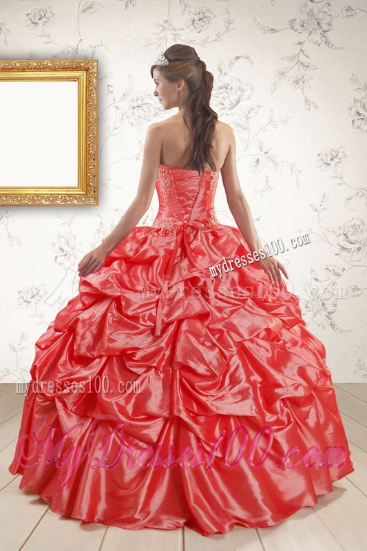 New Style Appliques Quinceanera Dresses in Watermelon