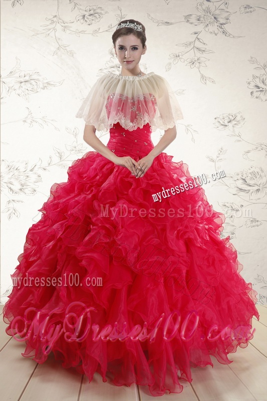 New Style Sweetheart Beading 2016 Quinceanera Dresses in Red