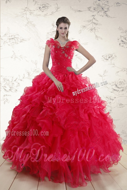 New Style Sweetheart Beading 2016 Quinceanera Dresses in Red