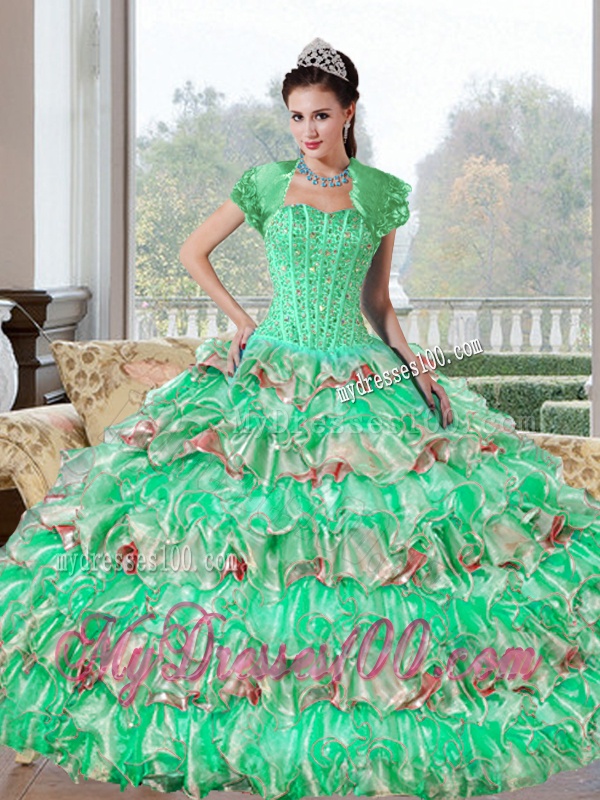 Popular Beading and Ruffled Layers Quinceanera Dresses for 2016