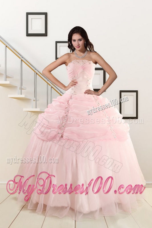 Pretty Strapless Quinceanera Dresses with Beading and Pick Ups