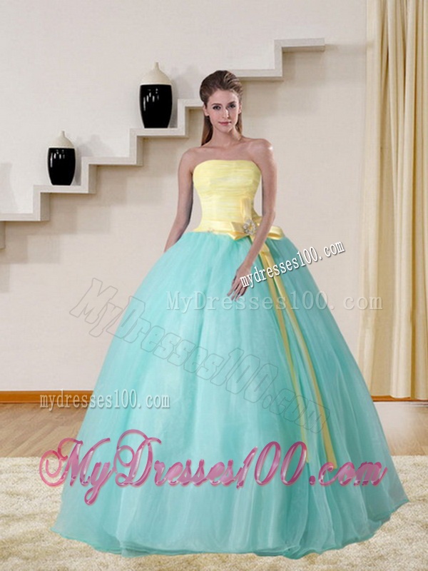 Strapless Multi Color 2016 Elegant Quinceanera Gown with Bowknot