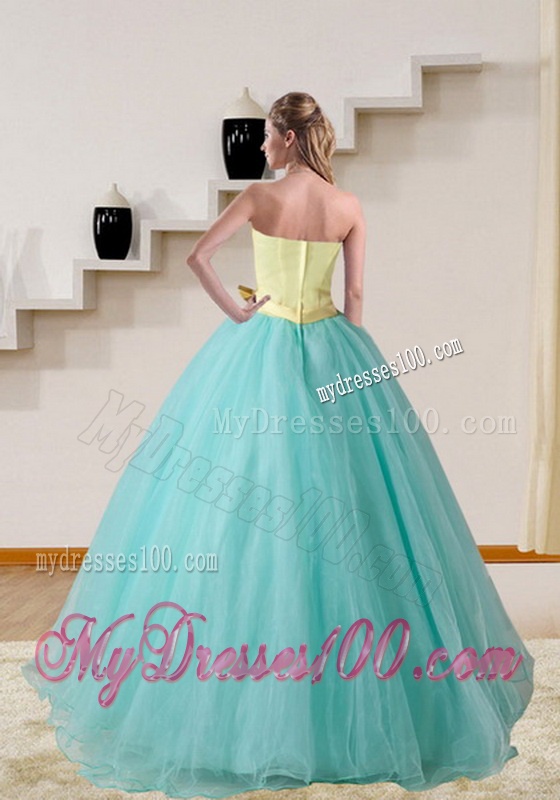 Strapless Multi Color 2016 Elegant Quinceanera Gown with Bowknot