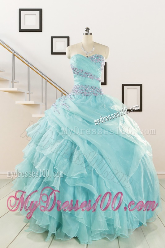 Sweetheart Organza Beading and Ruffles Quinceanera Dresses for 2016