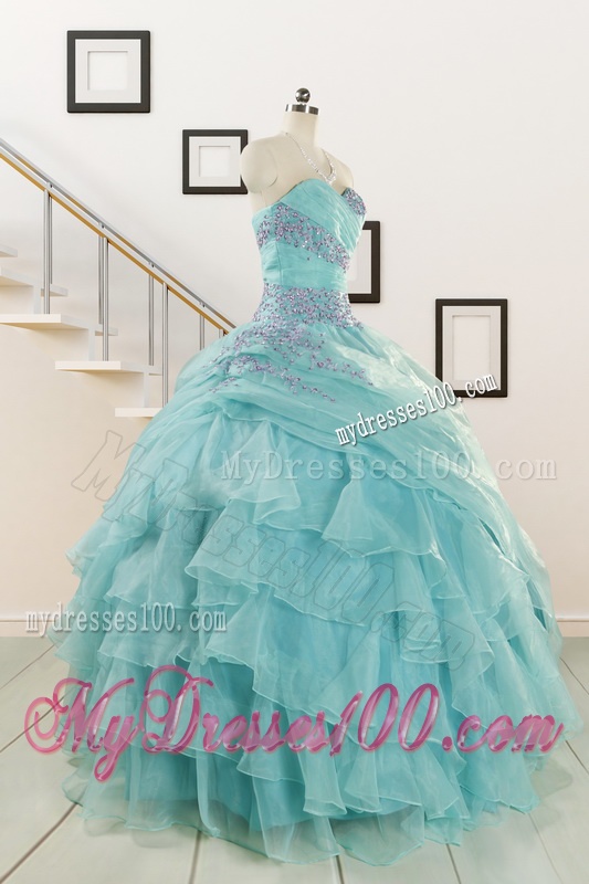 Sweetheart Organza Beading and Ruffles Quinceanera Dresses for 2016