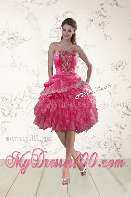 The Super Hot Strapless Quince Dresses with Ruffles and Appliques