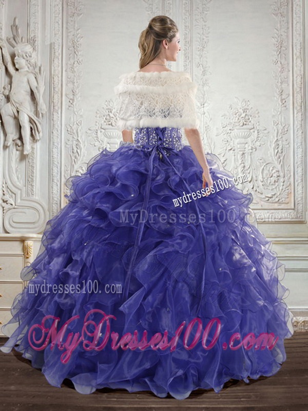Wonderful Royal Bule Quince Dresses with Beading and Ruffles for 2016