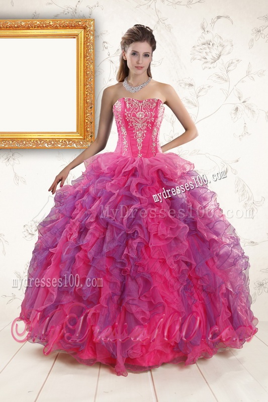 2016 Multi Color Quinceanera Dresses with Appliques and Ruffles