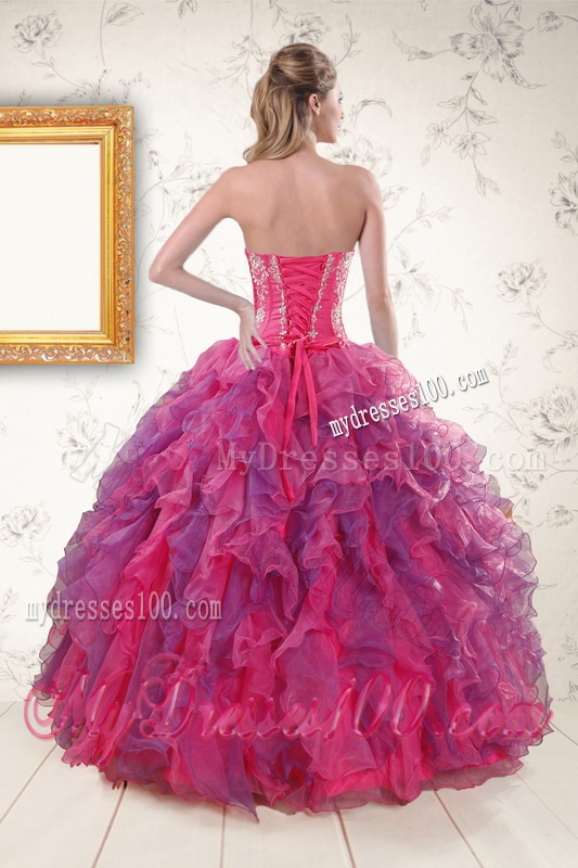 2016 Multi Color Quinceanera Dresses with Appliques and Ruffles
