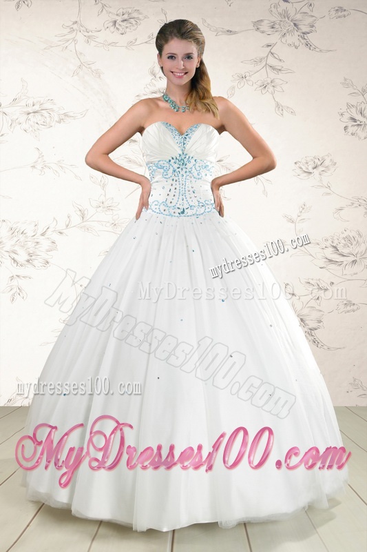 2016 Modern White Quinceanera Dresses with Appliques and Beading