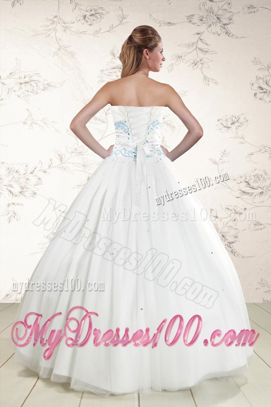 2016 Modern White Quinceanera Dresses with Appliques and Beading