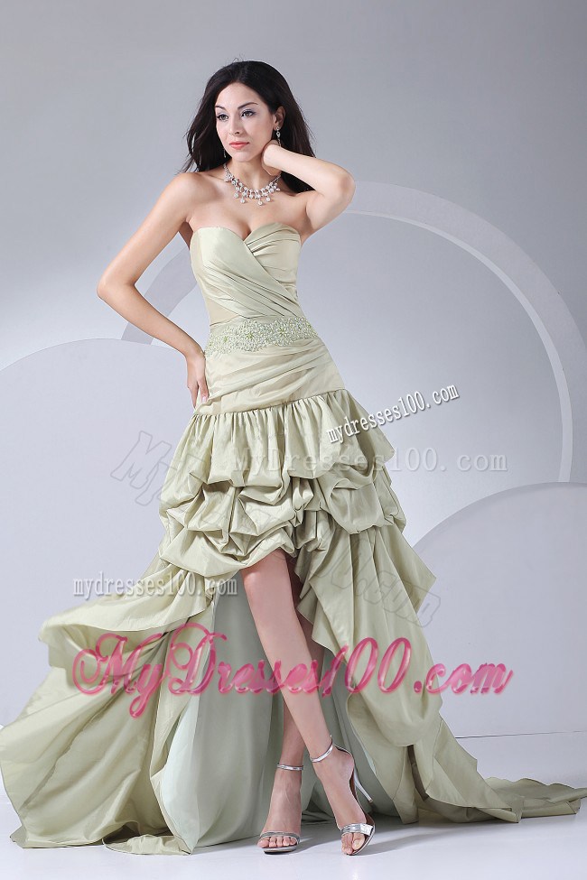 Beading and Pick-ups High-low Sweetheart Prom Celebrity Dress