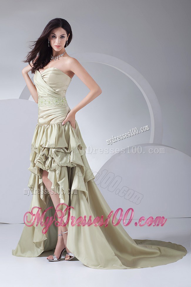 Beading and Pick-ups High-low Sweetheart Prom Celebrity Dress