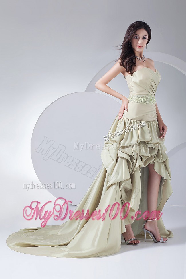 Beading and Pick-ups High-low Sweetheart Prom Celebrity Dress