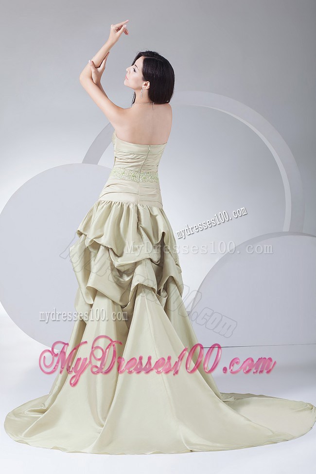 Beading and Pick-ups High-low Sweetheart Prom Celebrity Dress