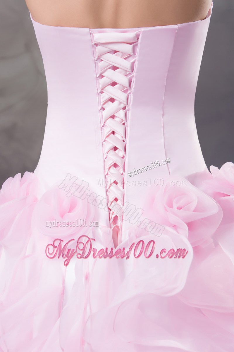 Beautiful Ruffles Halter Pink High-low Column Prom Dress