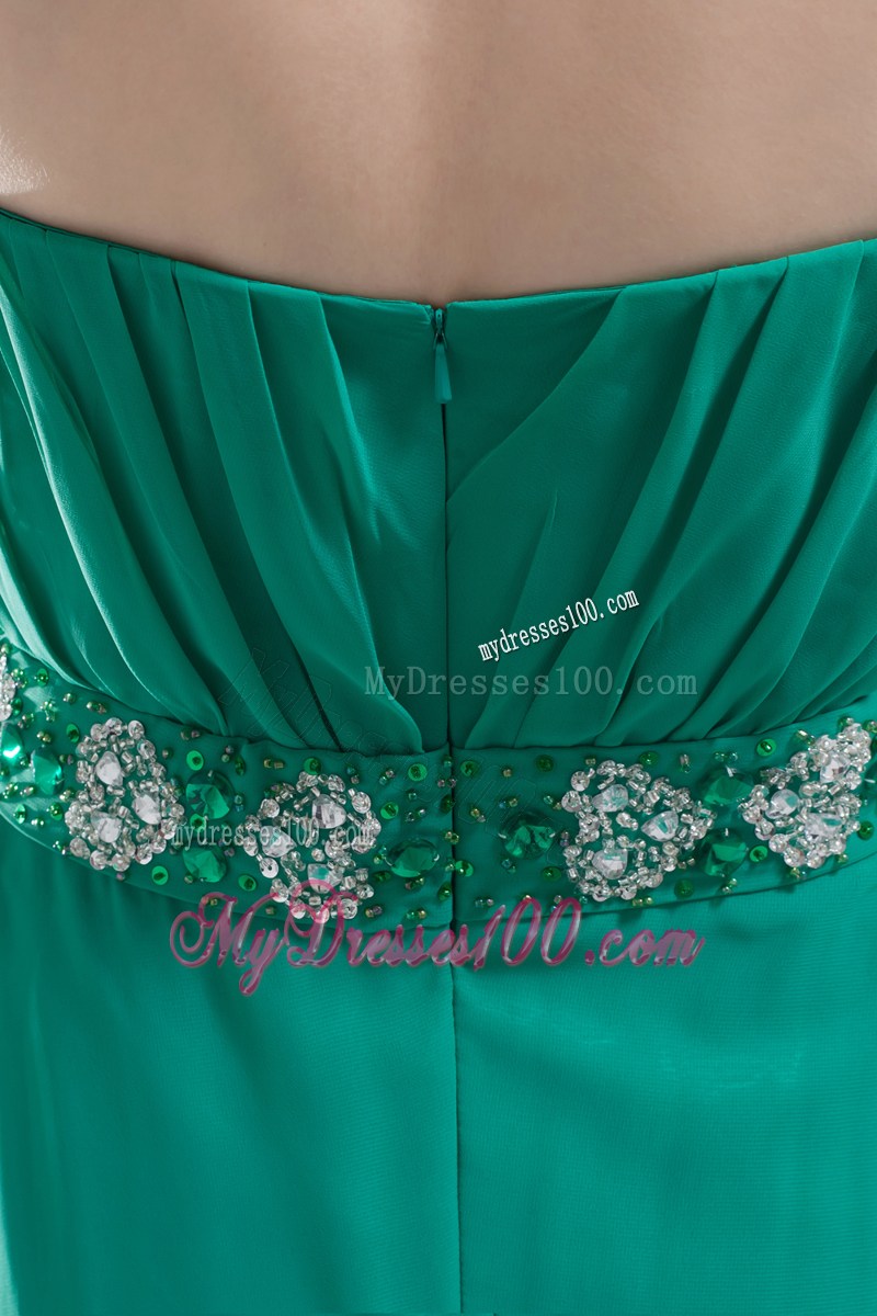 Empire Turquoise Strapless Appliques Ruching Prom Dress