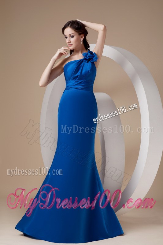 Royal Mermaid One Shoulder Hand Made Flower Celebrity Dress