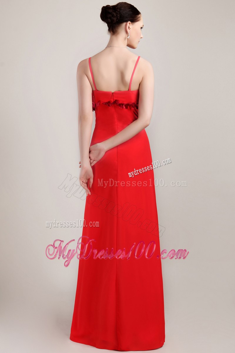 Red Column Asymmetrical Hand Made Flower Prom Celebrity Dress