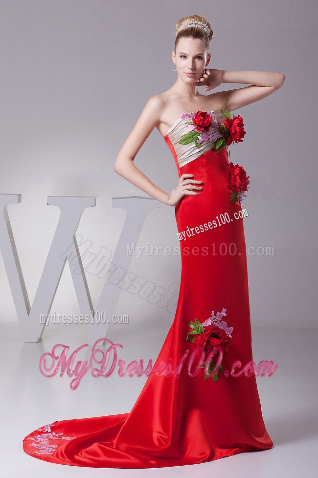 Hand Made Flowers and Appliques For 2013 Custom Made Prom Dress