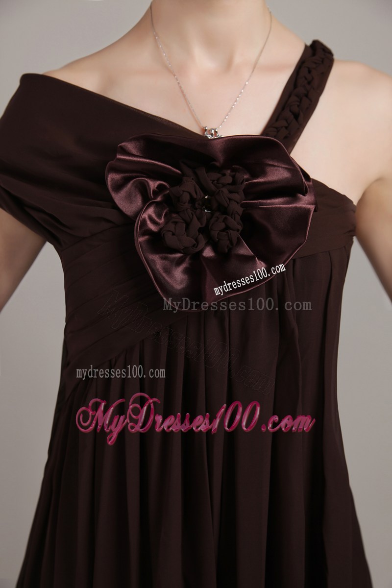 Brown Asymmetrical High-low Beading Plus Size Celebrity Dress