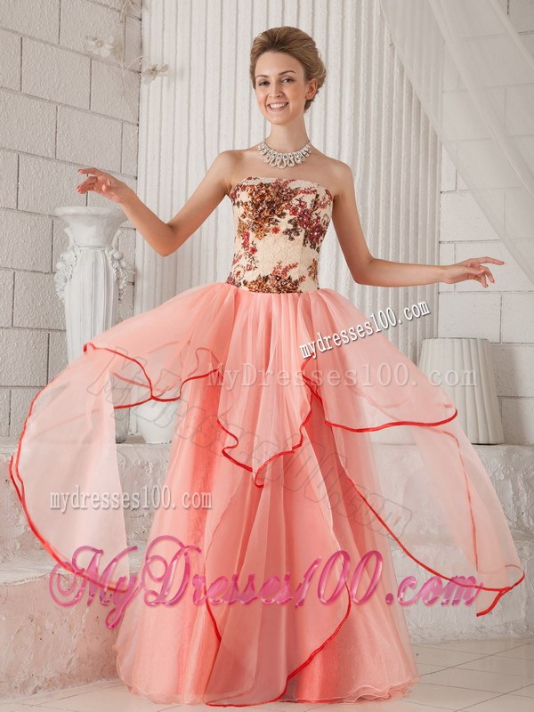 Watermelon Column Sheath Strapless Printing Celebrity Dress