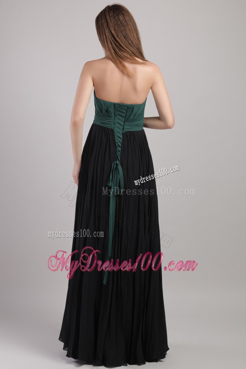 Peacock Green and Black Strapless Hand Flowers Celebrity Dress