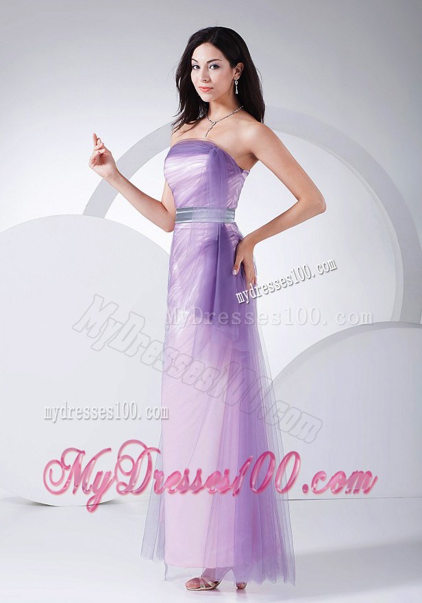 Pink Ankle-length Strapless 2013 Celebrity Dress with Sash