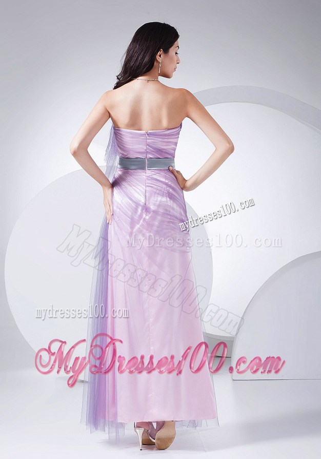 Pink Ankle-length Strapless 2013 Celebrity Dress with Sash