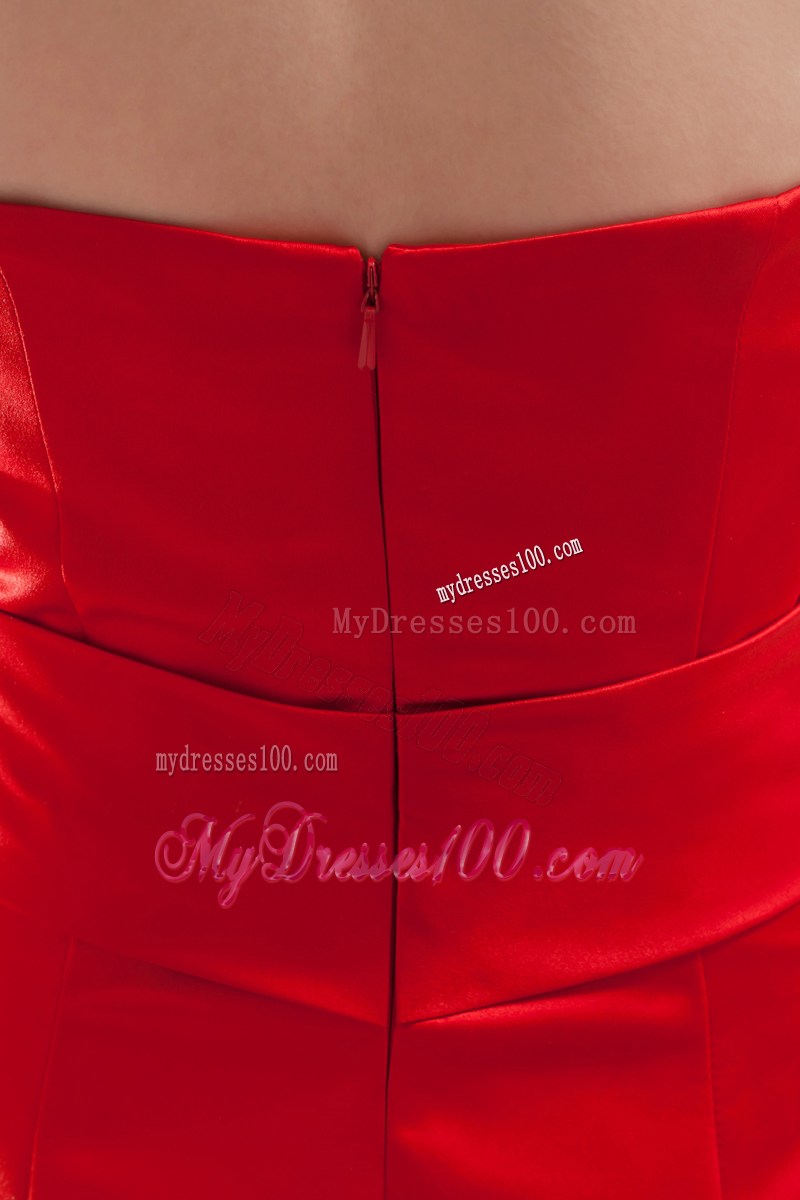 Red Mermaid Strapless Beading and Ruching Prom Celebrity Dress