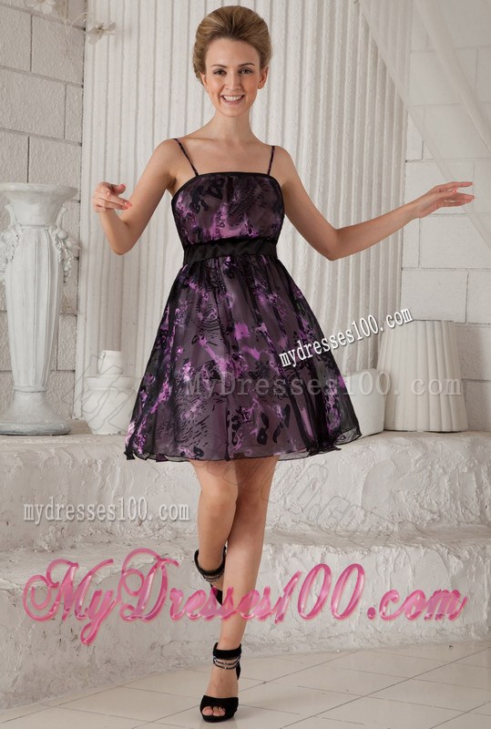 Pretty Empire Spaghetti Straps Mini-length Printing Prom / Cocktail Dress