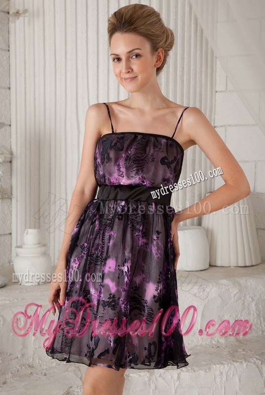 Pretty Empire Spaghetti Straps Mini-length Printing Prom / Cocktail Dress