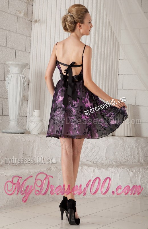 Pretty Empire Spaghetti Straps Mini-length Printing Prom / Cocktail Dress