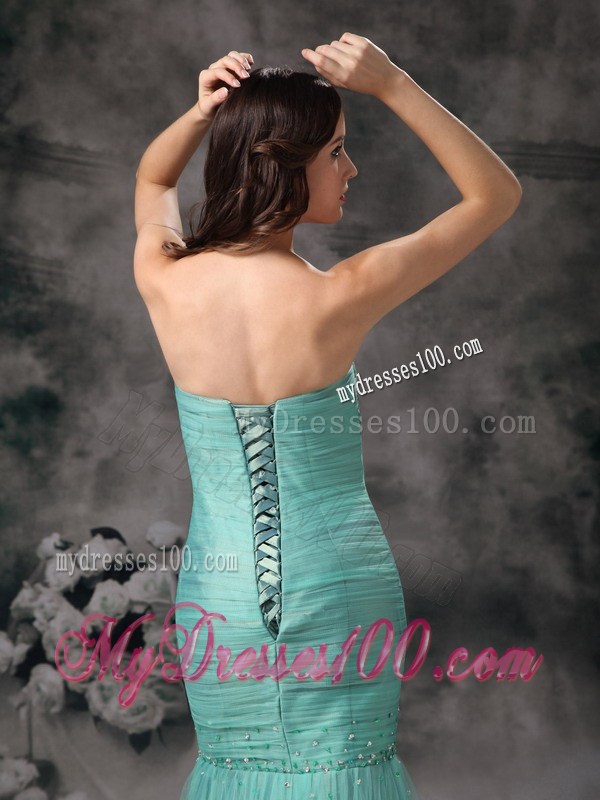 Sweetheart Turquoise Mermaid Beading Prom Celebrity Dress
