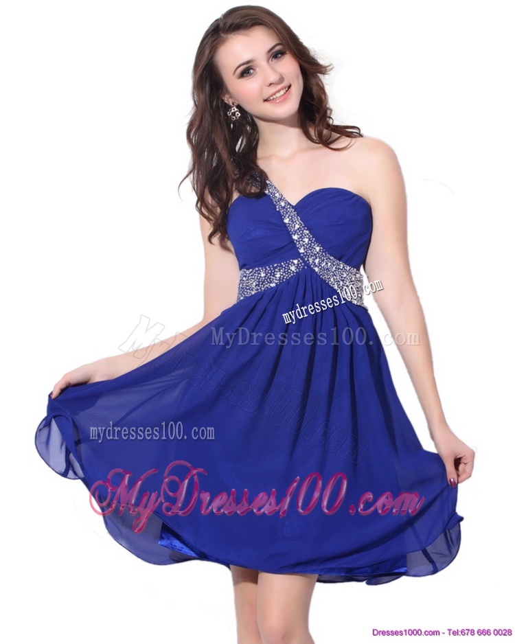 2016 Romantic One Shoulder Beading Evening Dress with Criss Cross