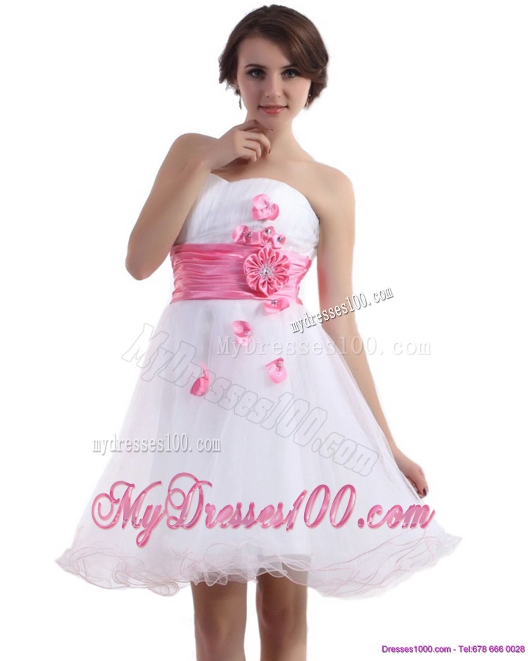 2016 Romantic Sweetheart White Evening Dress with Hand Made Flowers