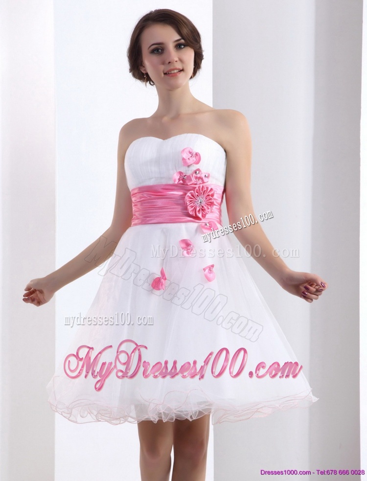 2016 Romantic Sweetheart White Evening Dress with Hand Made Flowers