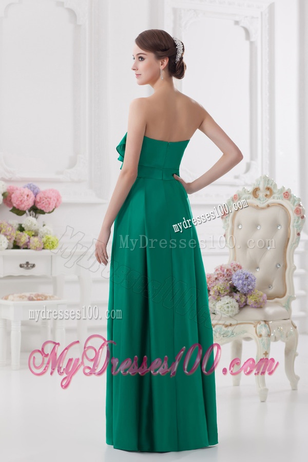 2016 Strapless Ruching Sea Green Floor-length Taffeta Evening Dress