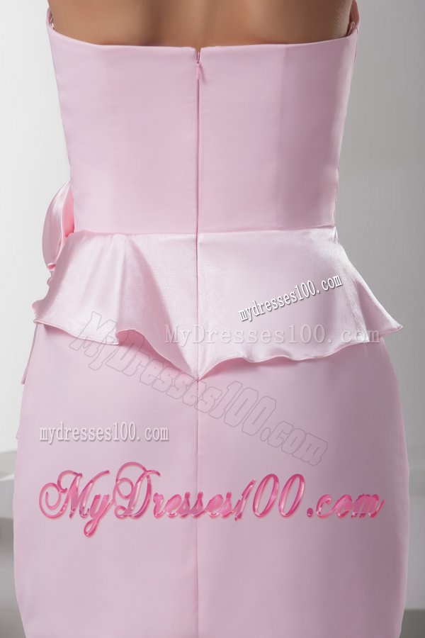 Column Baby Pink Hand Made Flower Mini-length Evening Dress