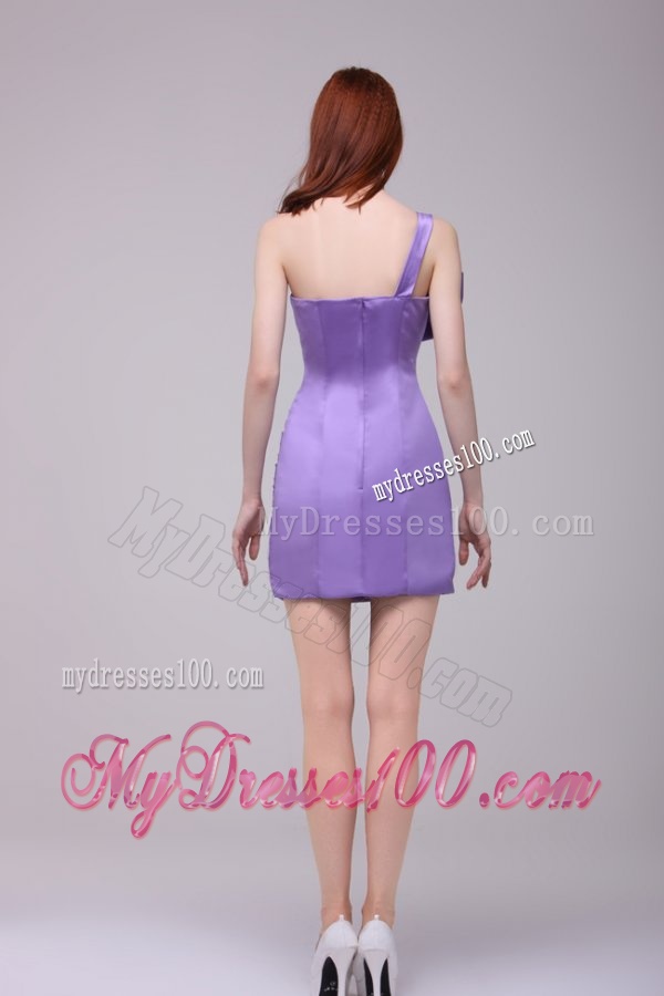 Column Lavender Strapless Bows Mini-length Evening Dress