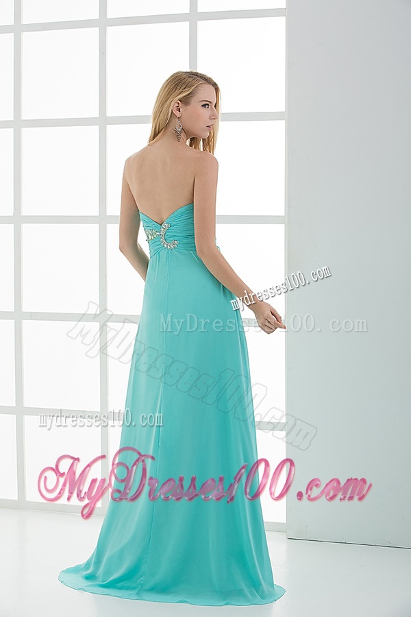 Column Sweetheart Floor-length Applique Aqua Blue Evening Dress