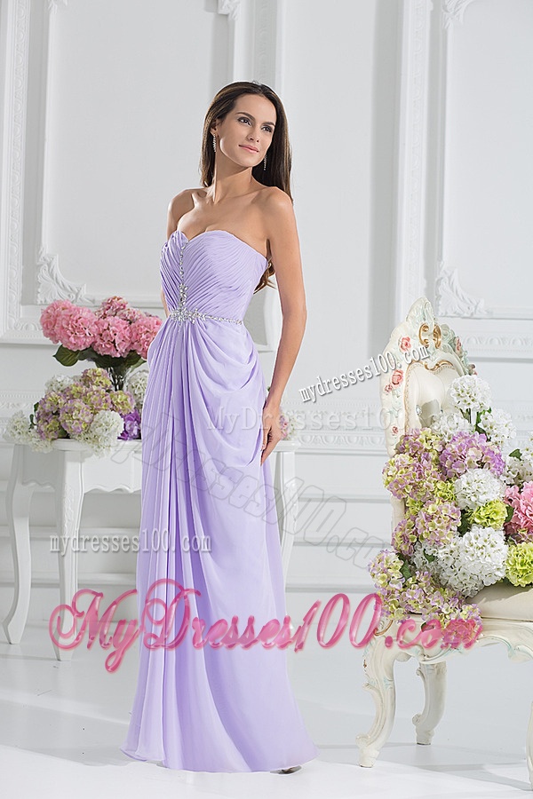 Column Sweetheart Floor-length Ruching Lavender Evening Dress
