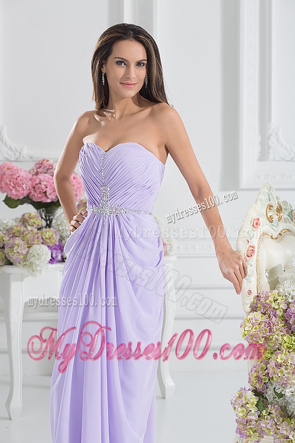 Column Sweetheart Floor-length Ruching Lavender Evening Dress