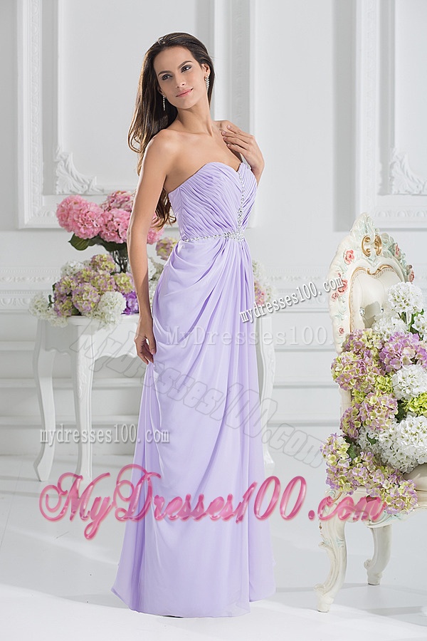 Column Sweetheart Floor-length Ruching Lavender Evening Dress