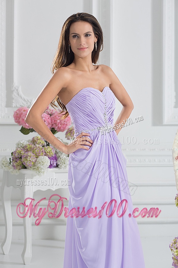 Column Sweetheart Floor-length Ruching Lavender Evening Dress